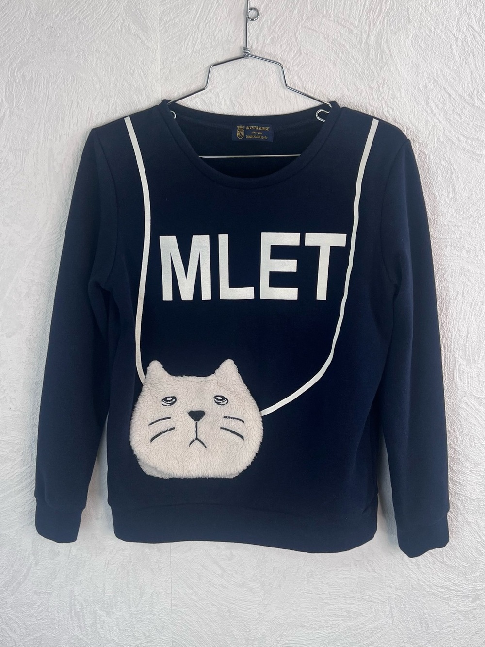 Rivet & Surge Navy Cat Sweatshirt for Cats Lovers - Size medium